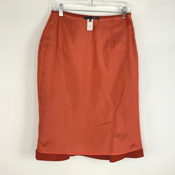 Les Copains Italy Wool Flare Trampet Skirt in Terracotta/ Orange Sz 8 - Picture 8 of 14